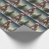 Papier Cadeau Chien de boxe en Noël de neige (Coin)