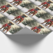 Papier Cadeau Chien de boxe en Noël de neige (Coin)