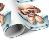 Papier Cadeau Chien de caniche (Coin rond)