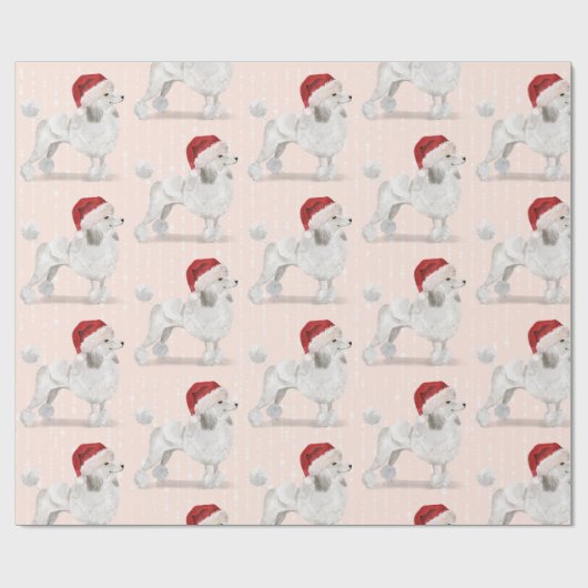 Papier Cadeau Chien de caniche Noël Chapeau de Noël (Plat)