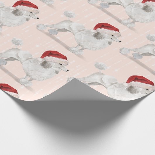 Papier Cadeau Chien de caniche Noël Chapeau de Noël (Coin)