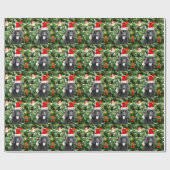 Papier Cadeau Chien de caniche sapin de Noël Snowman Red Santa C (Plat)