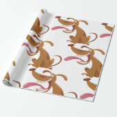 Papier Cadeau Chien de caricature avec grand sourire et langue d (Déroulé)