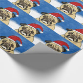 Papier Cadeau Chien de carlin dans neige Noël Aquarelle Art Port (Coin)