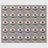 Papier Cadeau Chien de carlin de Noël (Plat)