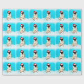 Papier Cadeau Chien de carlin en neige Noël Chapeau de Noël (Plat)