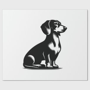 Papier Cadeau Chien de chasse classique Dessin vintage de dachsh