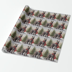 Papier Cadeau Chien de Chesapeake à Noël de neige