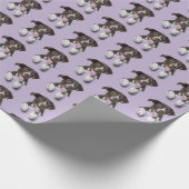 Papier Cadeau chien de chien sur violet (Coin)