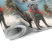 Papier Cadeau Chien de Corso en canne à neige Noël (Coin rond)