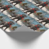 Papier Cadeau Chien de Corso en canne à neige Noël (Coin)