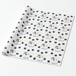 Papier Cadeau Chien de dessin animé avec empreintes de pattes