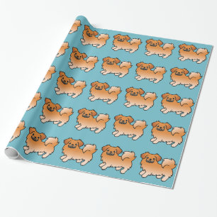Papier Cadeau Chien de dessin animé tibétain Spaniel rouge