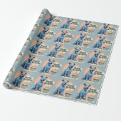 Papier Cadeau Chien de Heeler Bleu coloré (Déroulé)