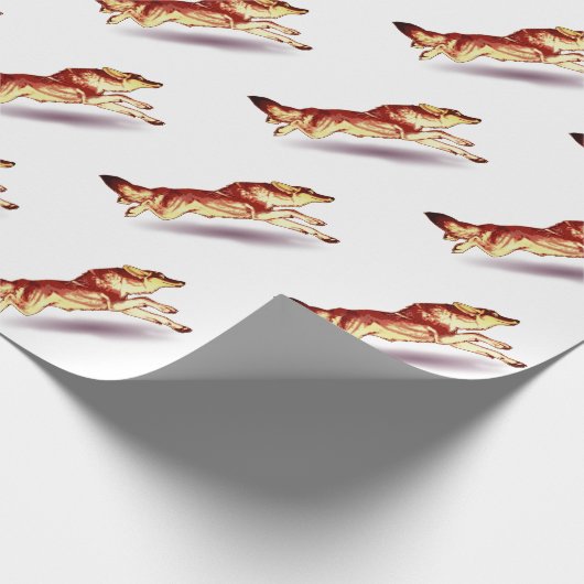 Papier Cadeau Chien de loup renard rouge brun blanc (Coin)
