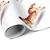Papier Cadeau Chien de loup renard rouge brun blanc (Coin rond)
