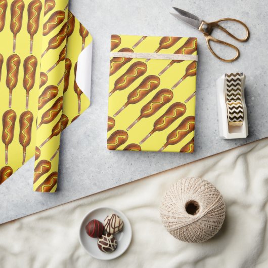 Papier Cadeau Chien de maïs Chaud Corndog moutarde Junk Food Foi (Artisanat)