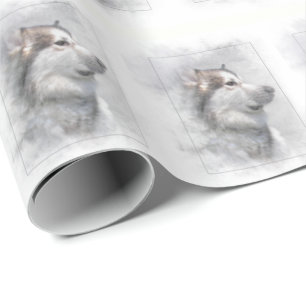 Papier Cadeau Chien de Malamute d'Alaska
