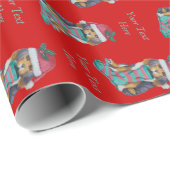 Papier Cadeau chien de marionnette mignon noir et brun de noël (Coin rond)