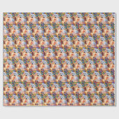 Papier Cadeau Chien De Noël Aux Lumières Tangées (Plat)