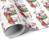 Papier Cadeau Chien de Noël Avec Écharpe D'Hiver (Coin rond)