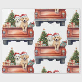 Papier Cadeau Chien de Noël avec papier d'enveloppement cadeaux (Plat)