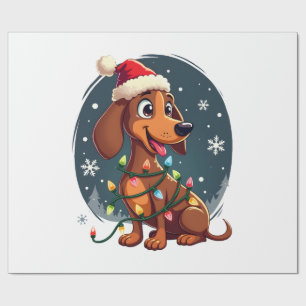 Papier Cadeau Chien de Noël Dachshund Santa Xmas Wiener Femmes M