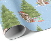 Papier Cadeau Chien de Noël dans les flocons de neige (Coin rond)