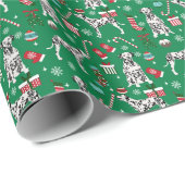 Papier Cadeau Chien de Noël de Dalmatie (Coin rond)