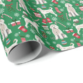 Papier Cadeau Chien de Noël de Labradoodle (Coin rond)