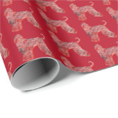 Papier Cadeau Chien de Noël de l'Afghanistan Silhouette rouge (Coin rond)