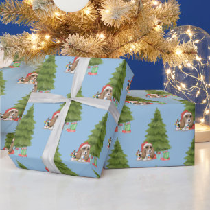 Papier Cadeau Chien de Noël en feu