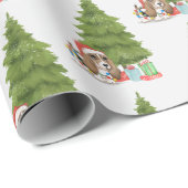 Papier Cadeau Chien de Noël en feu (Coin rond)