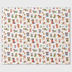 Papier Cadeau Chien de Noël et os coloré Cadeau Xmas