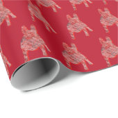 Papier Cadeau Chien de Noël Français Chien de Noël Cute Silhouet (Coin rond)