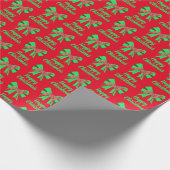 Papier Cadeau Chien de Noël Greyhhound & Bow Rouge Vert (Coin)