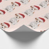 Papier Cadeau Chien de Noël Jack Russell Santa Hat (Coin)
