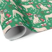 Papier Cadeau Chien de Noël Mastiff (Coin rond)
