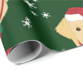 Papier Cadeau Chien de Noël Père Noël Golden Retriever (Coin rond)