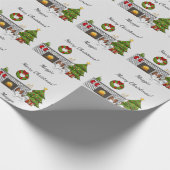 Papier Cadeau Chien De Papillon Rouge Dans Une Salle De Noël (Coin)