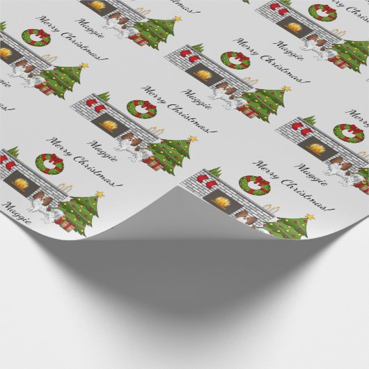 Papier Cadeau Chien De Papillon Rouge Dans Une Salle De Noël (Coin)