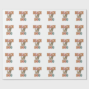 Papier Cadeau Chien de plage gravure vintage conception graphiqu