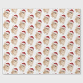 Papier Cadeau Chien de Poméranie Noël Santa Hat (Plat)