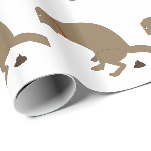 Papier Cadeau Chien de Pooping (Coin rond)