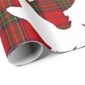 Papier Cadeau Chien de Scottie de plaid (Coin rond)