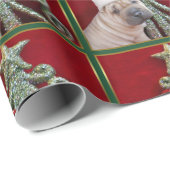 Papier Cadeau Chien de Sharpei de Noël (Coin rond)