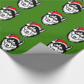 Papier Cadeau Chien de Sibérie avec chapeau de Noël (Coin)