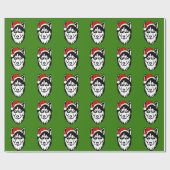 Papier Cadeau Chien de Sibérie avec chapeau de Noël (Plat)