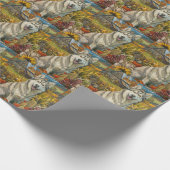 Papier Cadeau Chien de Sibérie Husky Moisson d'automne Thanksgiv (Coin)