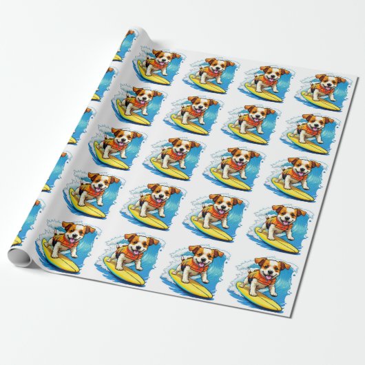 Papier Cadeau Chien de surf (Déroulé)